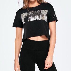 VS PINK L rare bling cropped tee